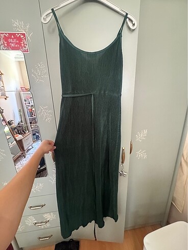 Yeşil midi boy gece elbisesi - Görsel 7