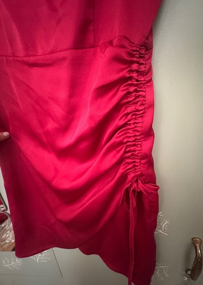 Trendyolmilla fuşya mini saten elbise - Görsel 3
