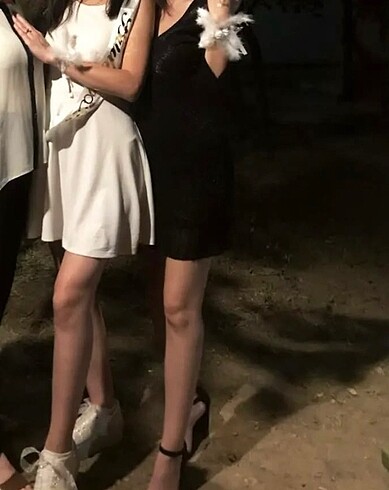 Mango siyah tül mini gece elbisesi - Görsel 7