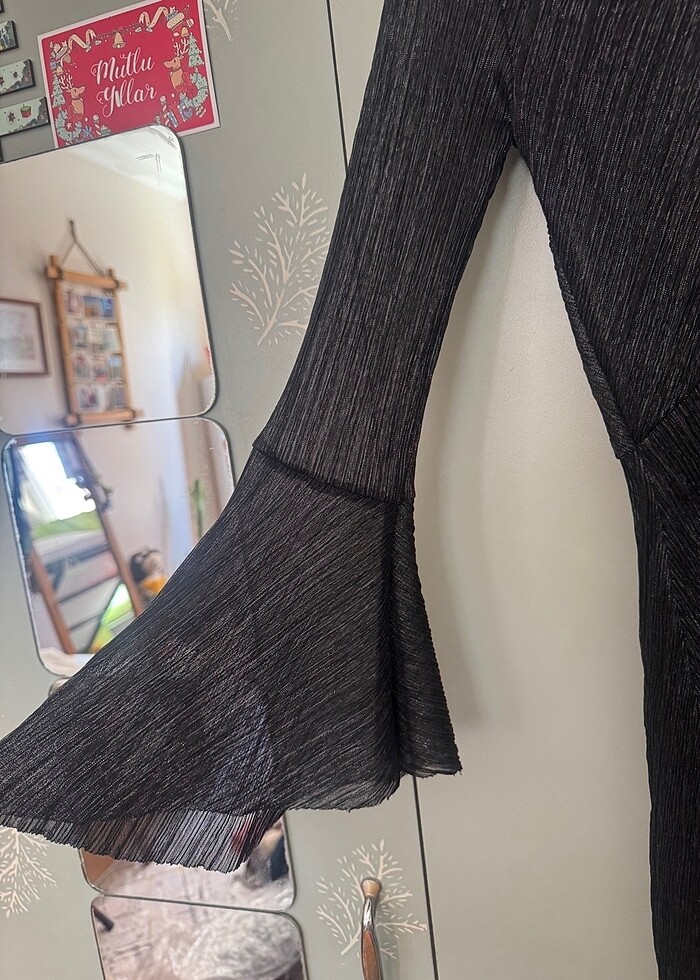 Mango siyah tül mini gece elbisesi - Görsel 4