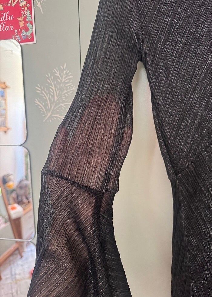 Mango siyah tül mini gece elbisesi - Görsel 5