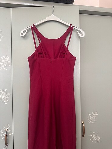 Balık model mürdüm gece elbisesi - Görsel 5