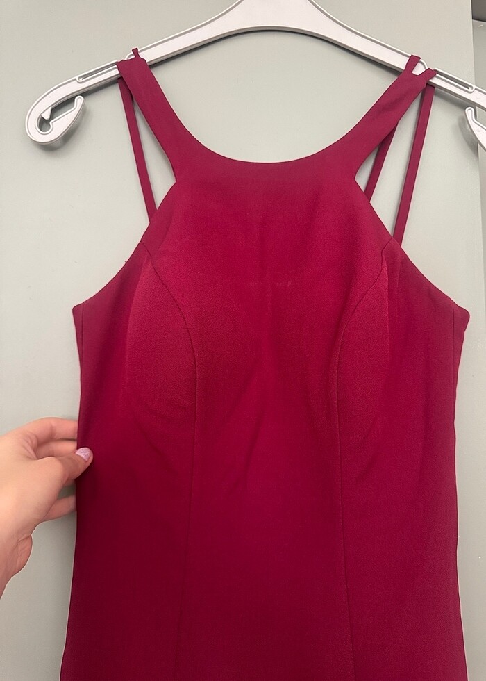 Balık model mürdüm gece elbisesi - Görsel 3