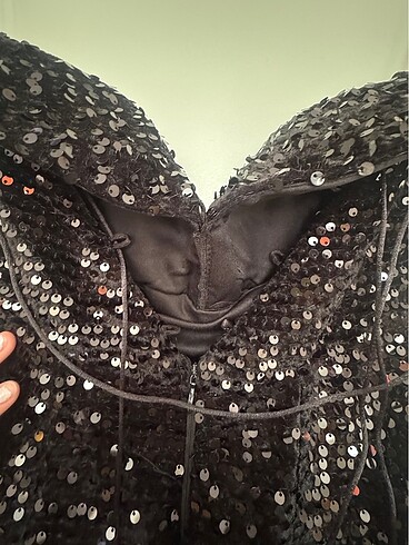 Siyah pul payet abiye elbise - Görsel 6