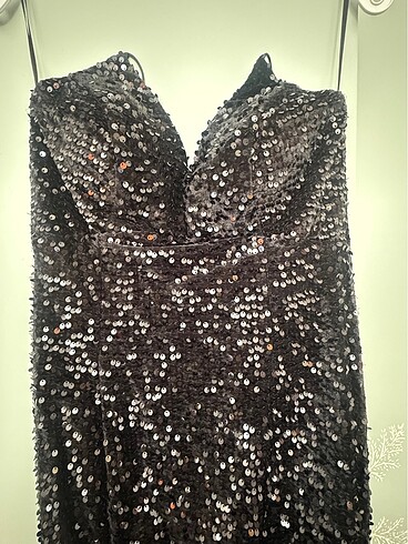 Siyah pul payet abiye elbise - Görsel 5