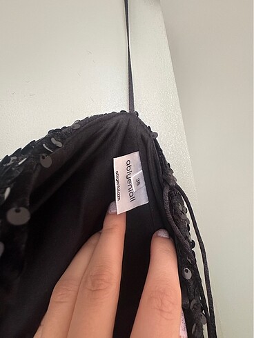 Siyah pul payet abiye elbise - Görsel 7