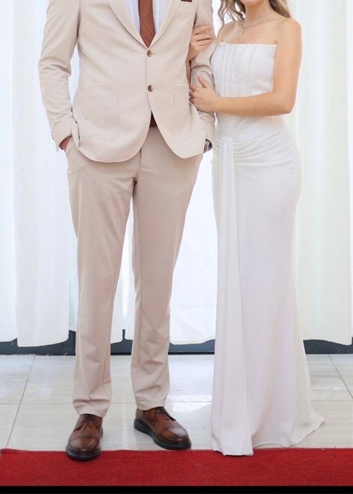 Beyaz nişan / nikah elbisesi - Görsel 2