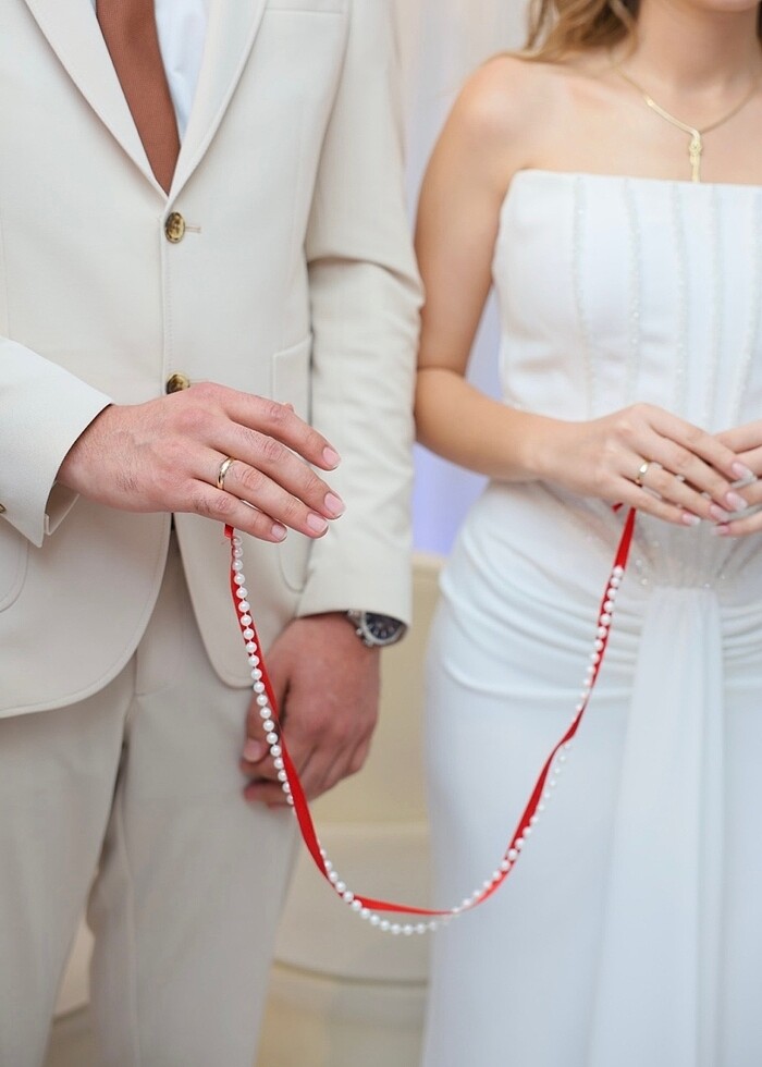 Beyaz nişan / nikah elbisesi - Görsel 3