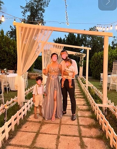s Beden gri Renk Gümüş çiçekli abiye (nssposa)