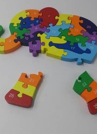 AHŞAP RENKLİ FİL FİGÜRLÜ PUZZLE