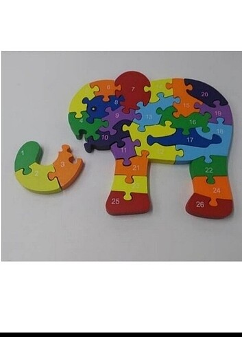 AHŞAP RENKLİ TREN FİGÜRLÜ PUZZLE (SAYILI VE ALFABELİ) 