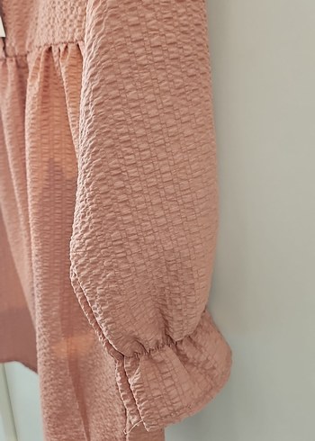 6 Yaş Beden pembe Renk Kız Çocuk Pembe Fırfırlı Keten Elbise
