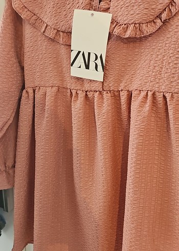 6 Yaş Beden Kız Çocuk Pembe Fırfırlı Keten Elbise
