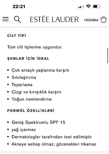  Beden Renk Estee Lauder cilt bakım seti