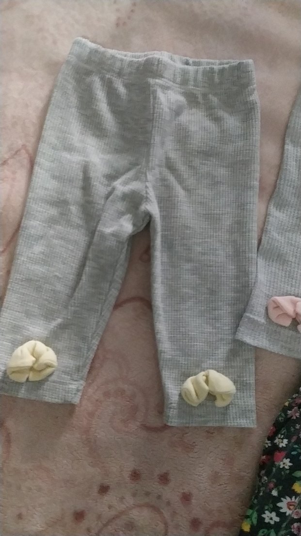 Kız Çocuk Gri Pamuklu Rahat Kesim Tayt - Görsel 4