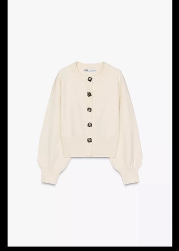 Zara Düğmeli Beyaz Midi Kadın Hırka