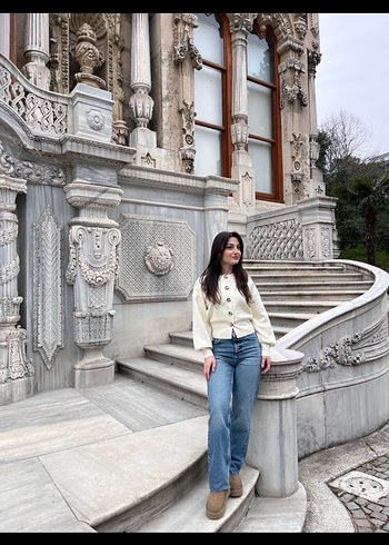 Zara Zara Düğmeli Beyaz Midi Kadın Hırka