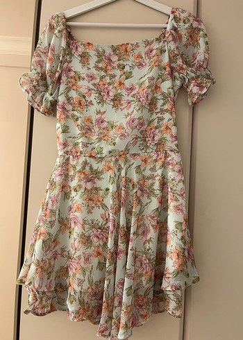 Diğer Çiçek Desenli Pastel Mini Elbise