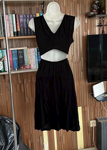 Siyah Uzun Kollu V Yaka elbise - Görsel 2