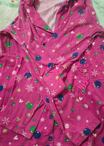 LC WAIKIKI  Desenli Pembe Uzun Kollu Kadın Pijama Takımı - Görsel 6