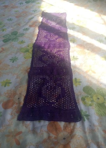 Mor Bohem El Örgüsü Örtü - Görsel 2