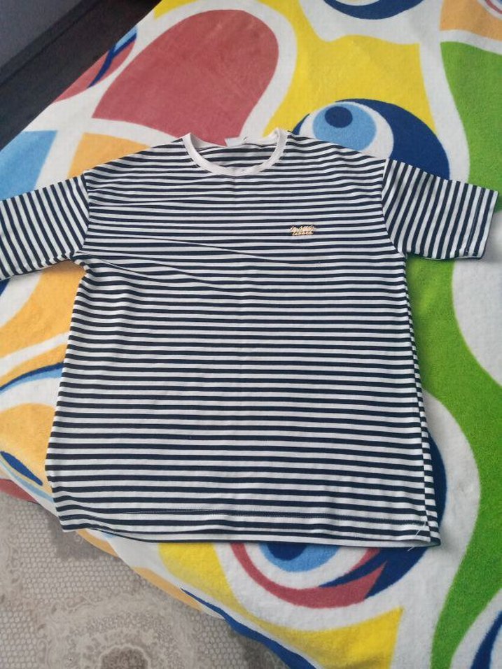 Erkek Çocuk Çizgili Kısa Kollu Tişört - Görsel 2