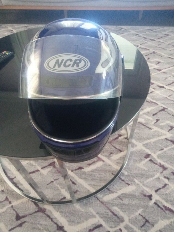 Mavi Biker Kask, Tokalı, Baskılı Desen - Görsel 5