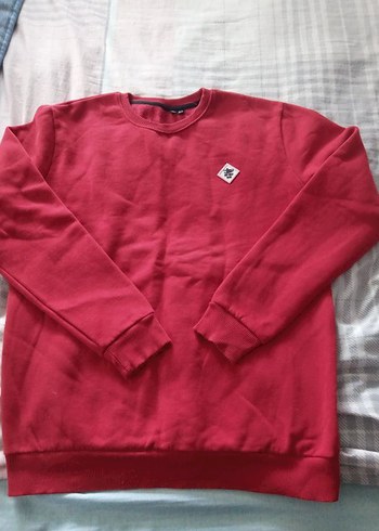 Kırmızı Erkek Sweatshirt, Uzun Kollu, Rahat Kesim