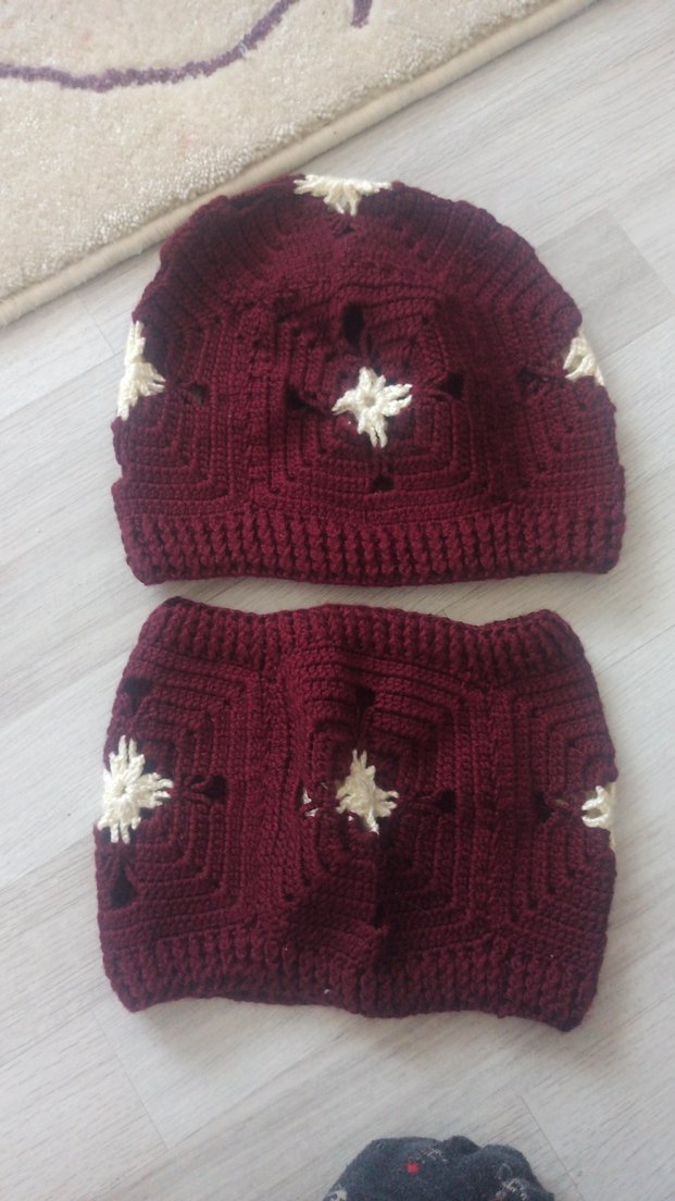 Bohem Gri Örgü çocuk şapka Eldivenleri - Görsel 2