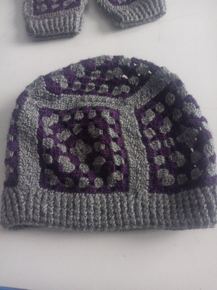 Bohem Gri Örgü Eldiven ve Bere Seti - Görsel 2