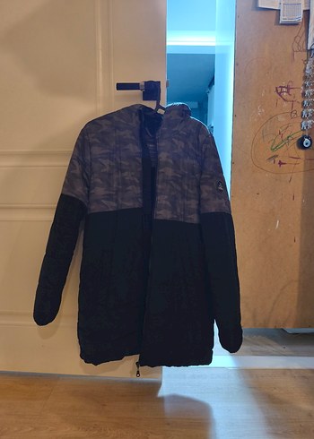 Erkek Kamuflaj Desenli Gri Kapüşonlu Mont - Görsel 2