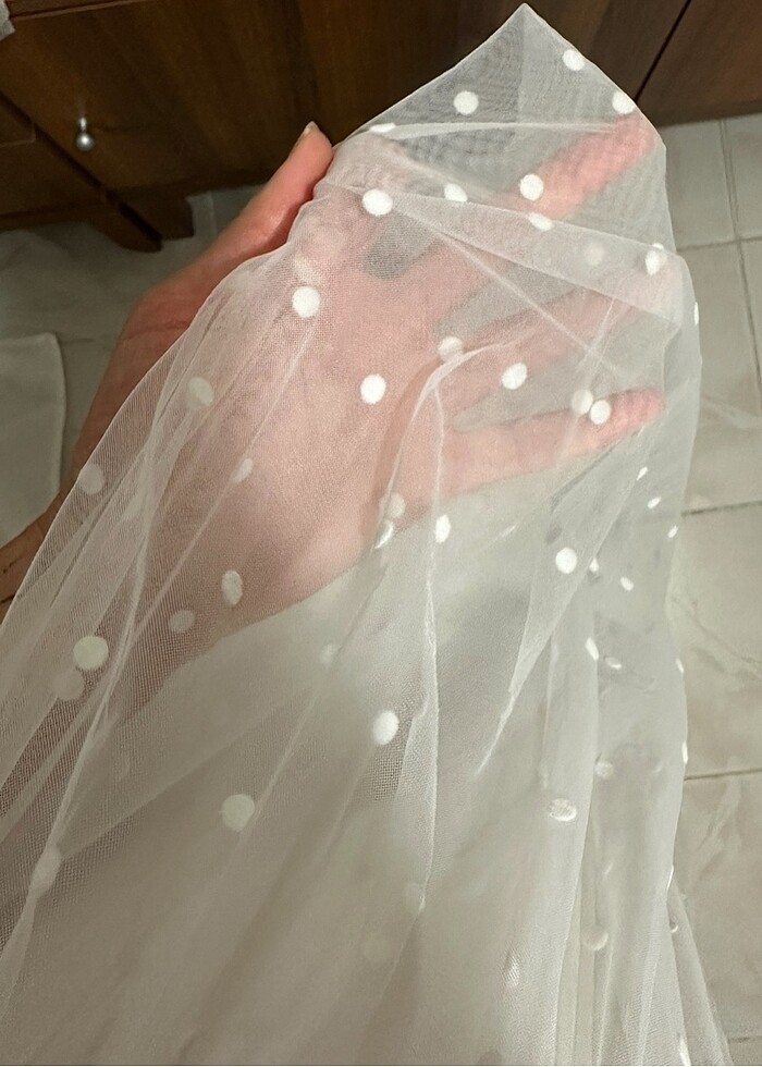 Oleg Cassini Temiz Puantiyeli Gelinlik - Görsel 4