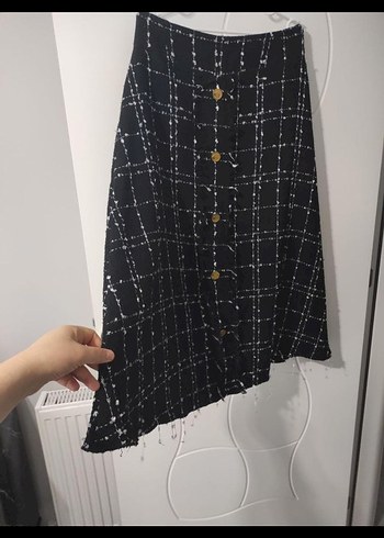 Düğmeli Siyah Uzun Kadın Etek - Görsel 2