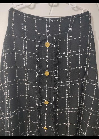 Düğmeli Siyah Uzun Kadın Etek - Görsel 4