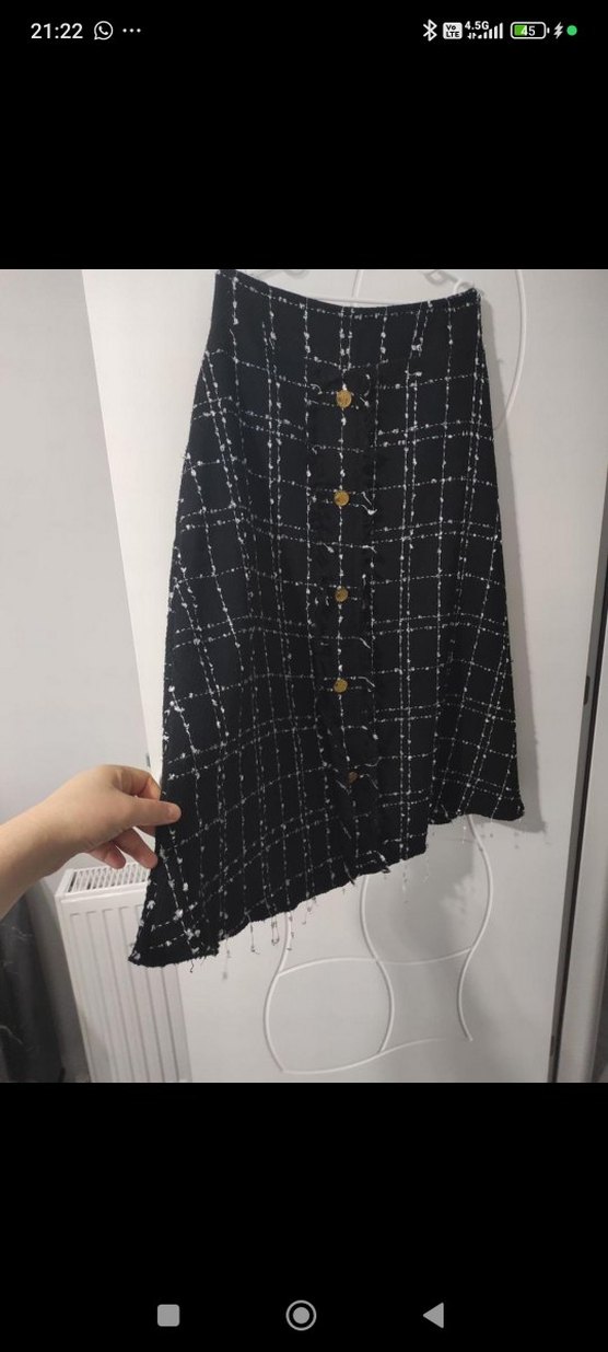 Düğmeli Siyah Uzun Kadın Etek - Görsel 2