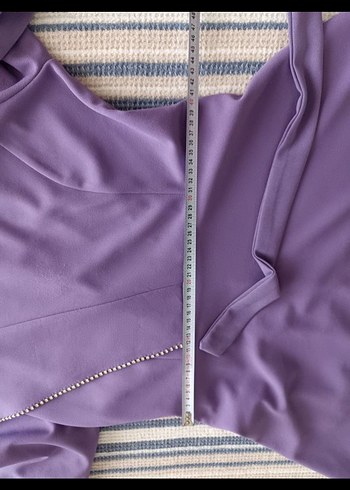 Uzun Mor Drapeli elbise - Görsel 6