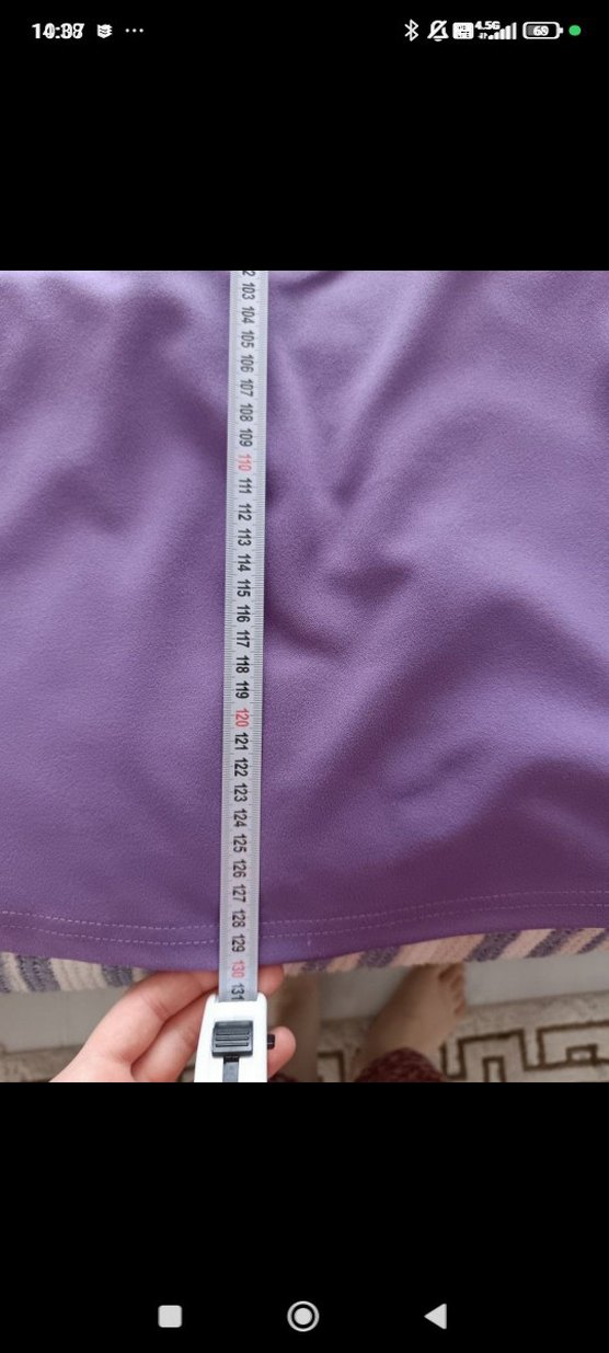 Uzun Mor Drapeli elbise - Görsel 5