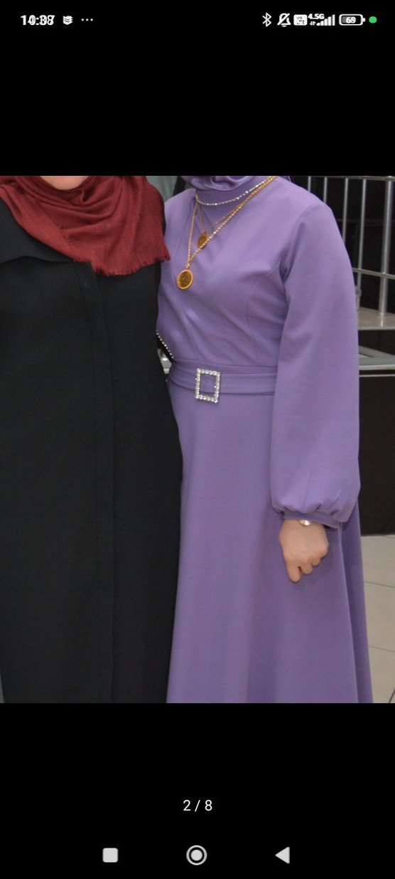 Uzun Mor Drapeli elbise - Görsel 2