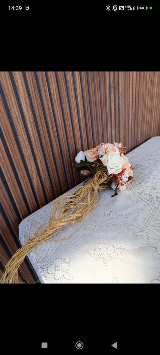 Bej Bohem Dantel Detaylı Gelin Buketi - Görsel 4