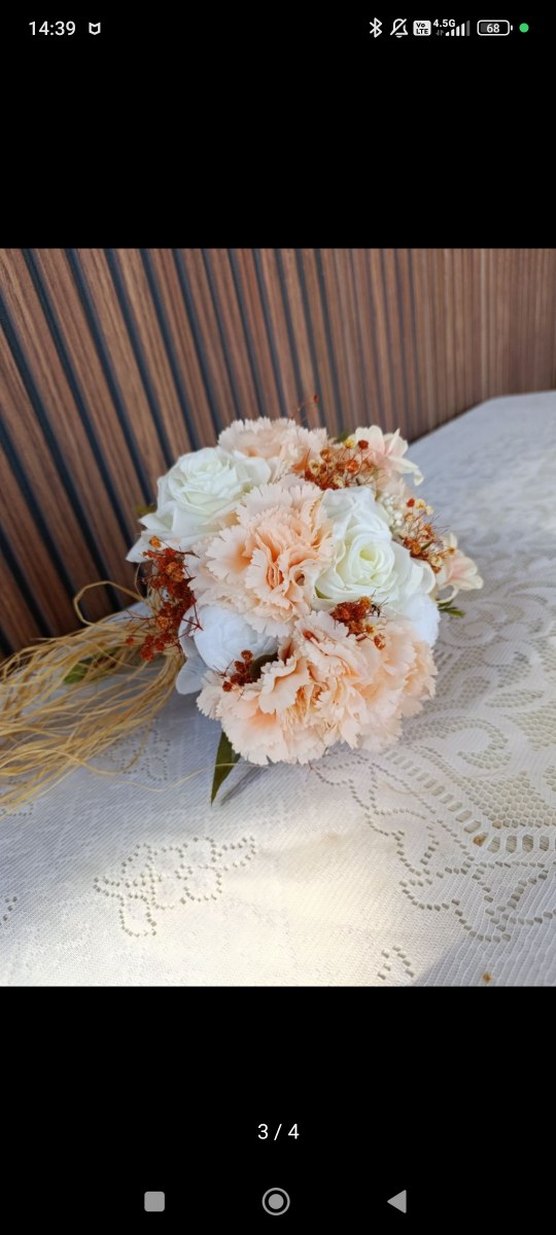 Bej Bohem Dantel Detaylı Gelin Buketi - Görsel 3
