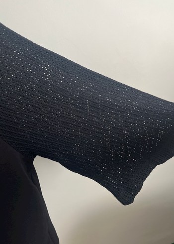 Siyah Uzun Kollu Yüksek Yakalı Triko Elbise - Görsel 2