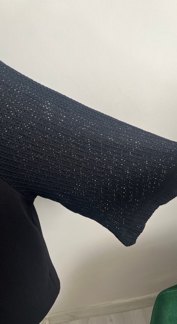 Siyah Uzun Kollu Yüksek Yakalı Triko Elbise - Görsel 2