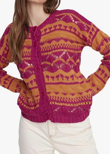 Bohem Çok Renkli Örgü Hırka - Görsel 2