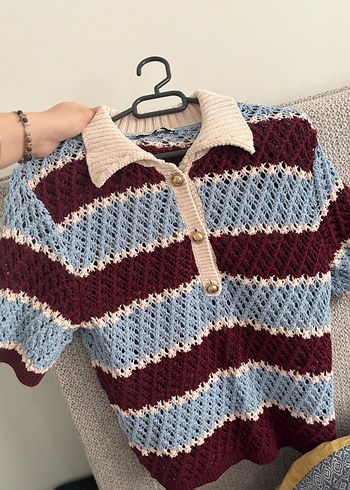 Kısa Kollu Örgü Mini Kazak lc waikiki - Görsel 4