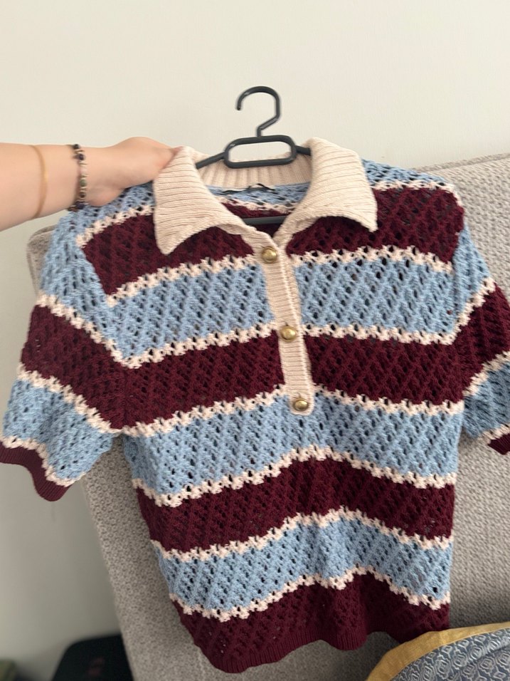 Kısa Kollu Örgü Mini Kazak lc waikiki - Görsel 3