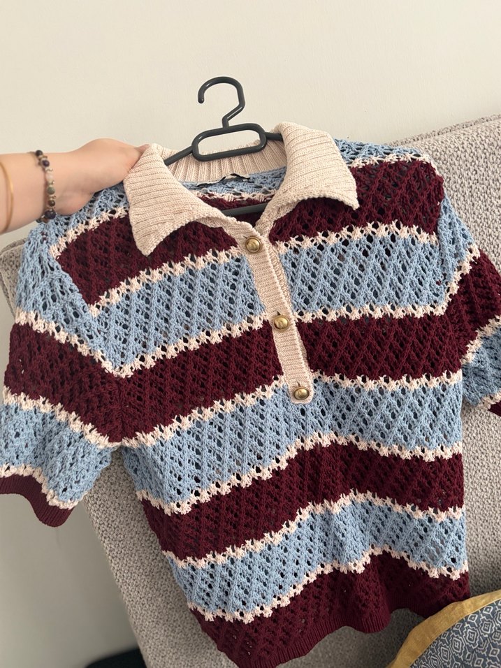 Kısa Kollu Örgü Mini Kazak lc waikiki - Görsel 4