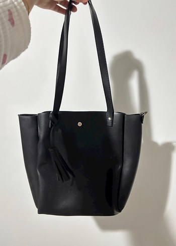 Siyah Deri kol çantası Kadın Çanta - Görsel 2