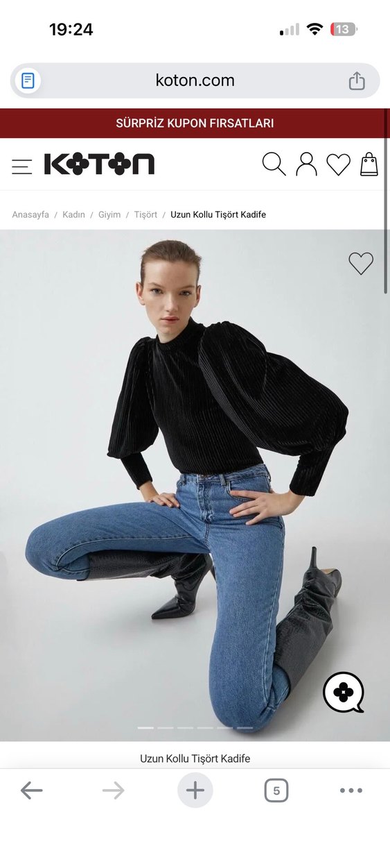 Siyah balon kol uzun kollu bluz - Görsel 2