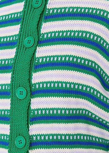 Çizgili Örgü Kadın Hırka - Görsel 3