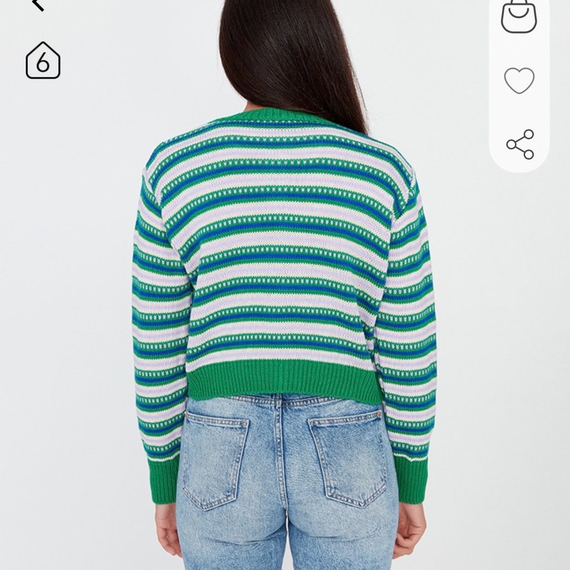 Çizgili Örgü Kadın Hırka - Görsel 2